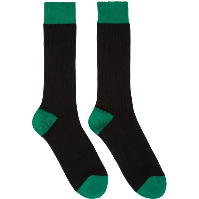 Photo: Raf Simons Black and Green Bicolor Socks