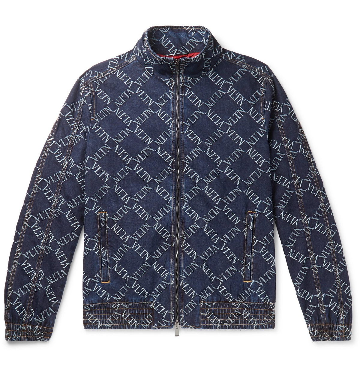 Slim-Fit Logo-Jacquard Denim Jacket