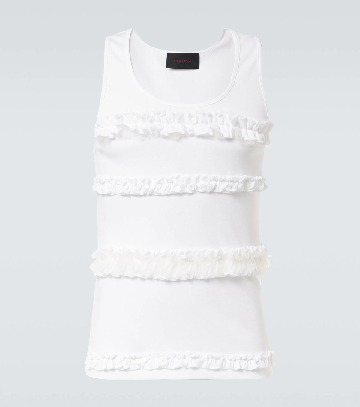 Simone Rocha Ruffled cotton jersey tank top