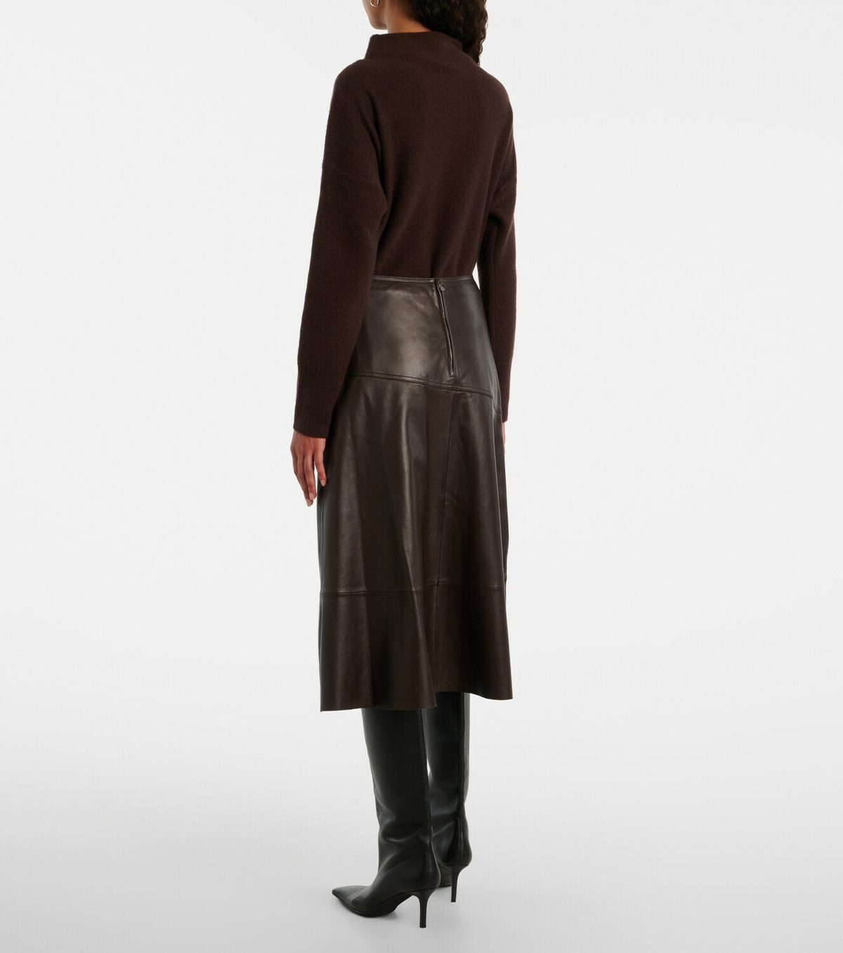 Yves Salomon Leather midi skirt