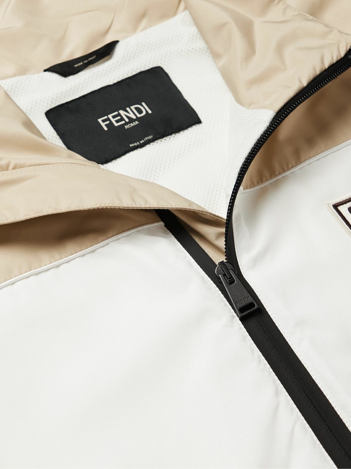 Fendi - Reversible Monogram Logo-Jacquard Two-Tone Shell and Mesh Jacket -  White Fendi