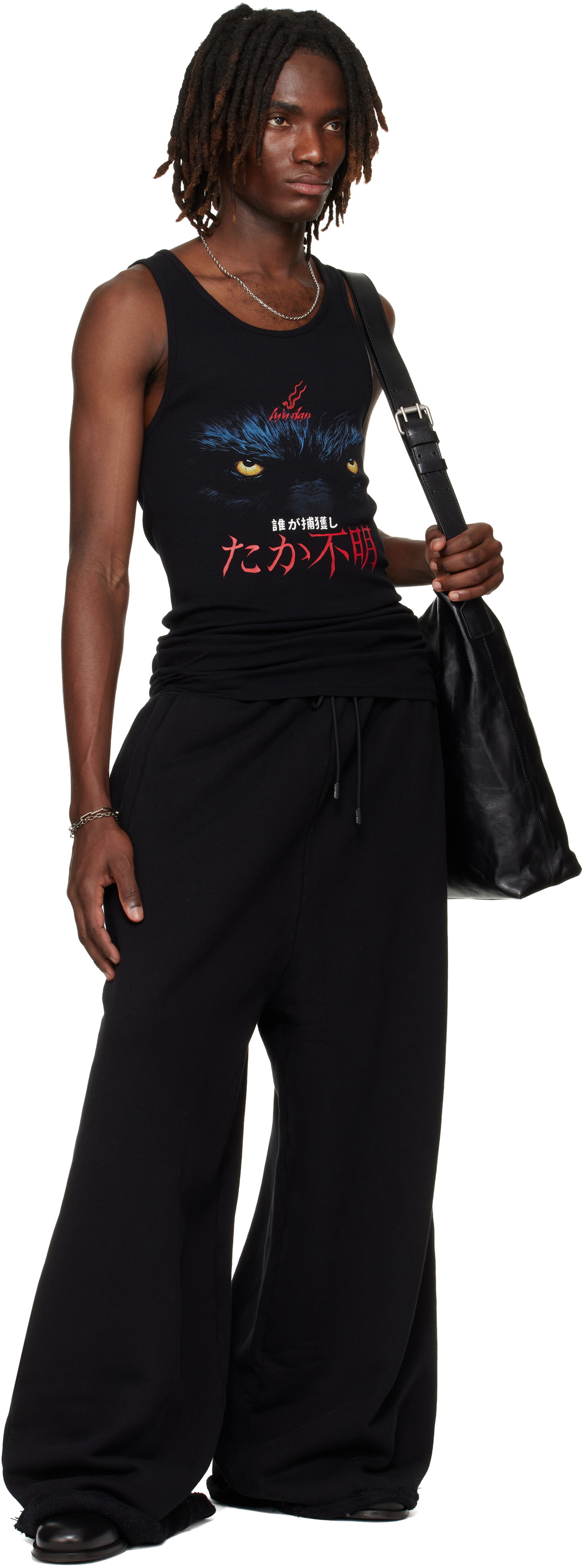 LU'U DAN SSENSE Exclusive Black Ribbed Tank Top