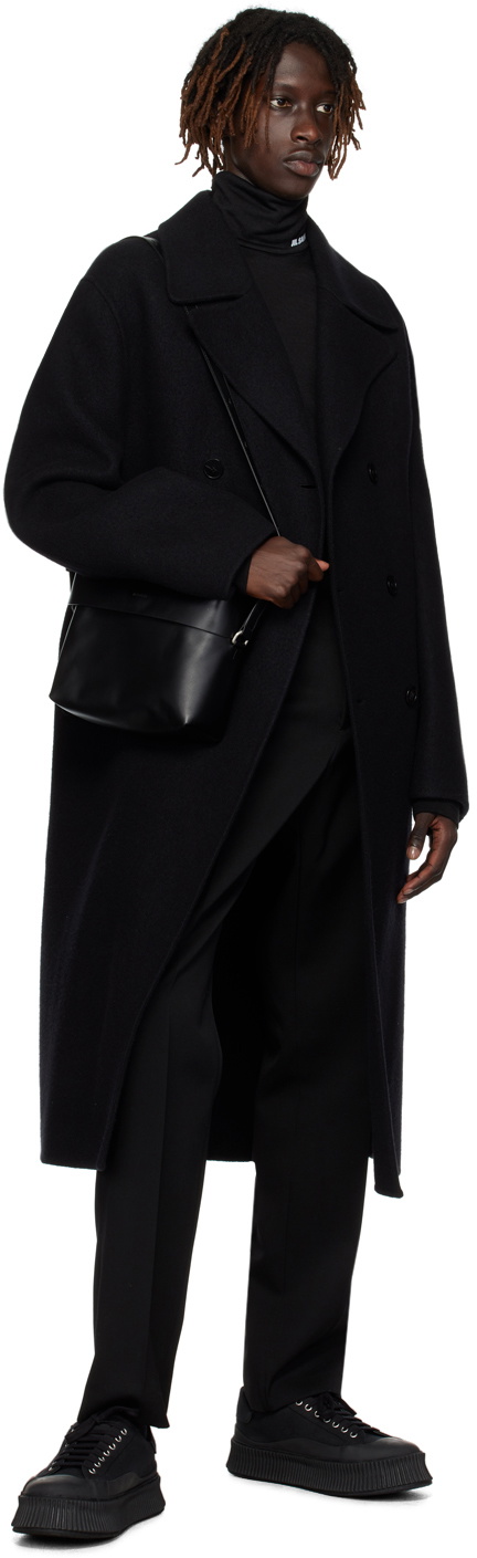 Jil Sander Black Double-Breasted Coat Jil Sander