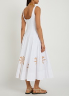 Staud Wells Appliquéd Stretch-cotton Midi Dress White