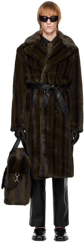 Photo: Ernest W. Baker Brown Double-Breasted Faux-Fur Coat
