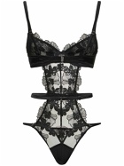 FLEUR DU MAL - Embroidered Lace Underwired Bodysuit