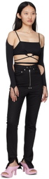 BONBOM Black Tie-Up Sleeve Tank Top