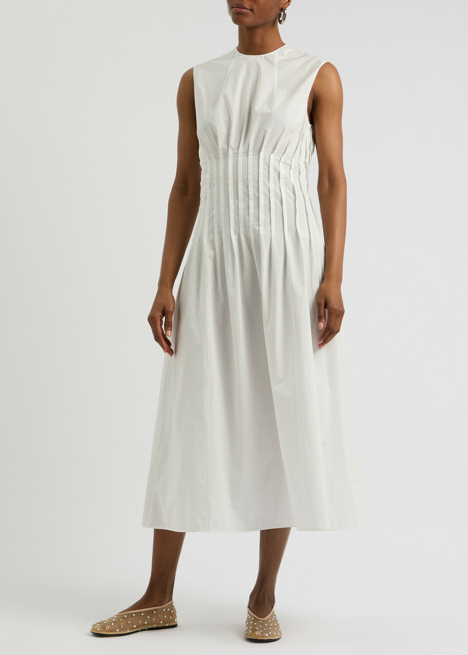 khaite the wes midi dress Khaite Wes Cotton Midi Dress White Khaite