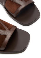 Valentino Garavani Viva Vlogo Leather Sliders Brown