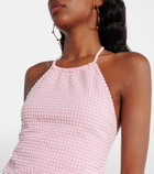 Hunza G Gingham halterneck seersucker minidress