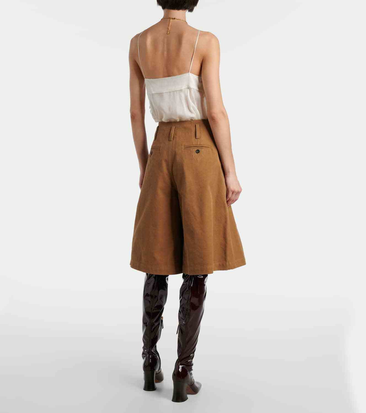Chloé Pleated cotton canvas Bermuda shorts