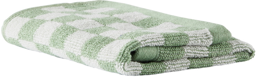 Green & White Quill Face Cloth