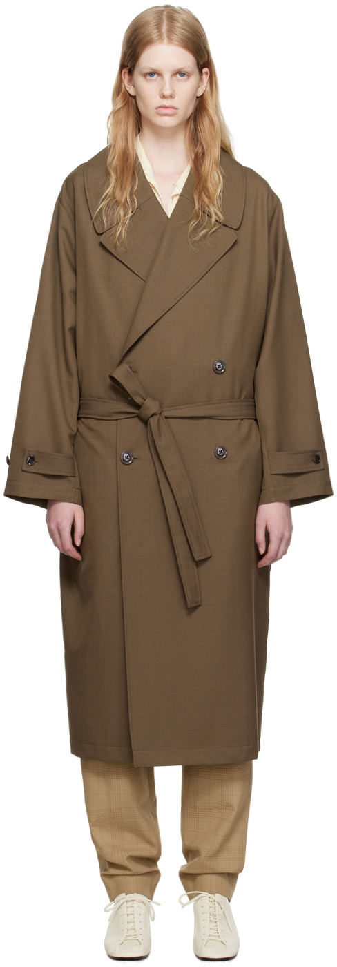 LEMAIRE Brown Double-Breasted Trench Coat Lemaire