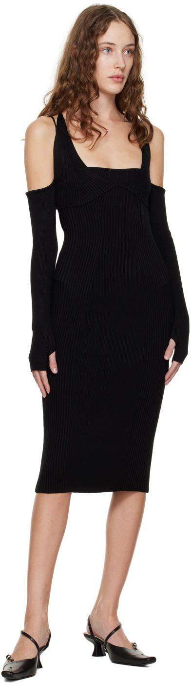 Anna October Black 'La Fleur' Midi Dress