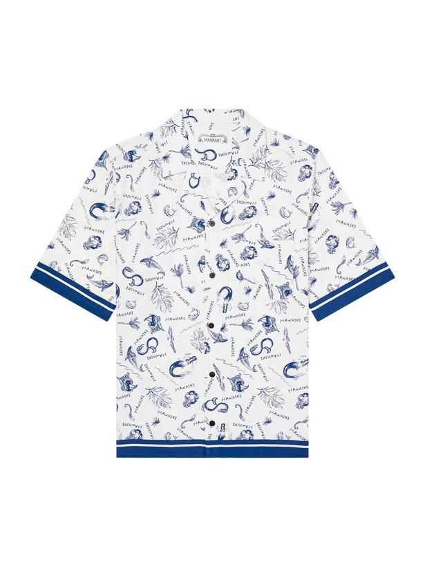Photo: MANAAKI - Hawaiki Camp-Collar Printed Lyocell-Twill Shirt - Blue