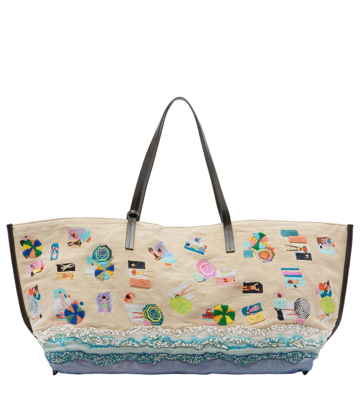 Photo: Staud Christos Large beaded canvas tote bag