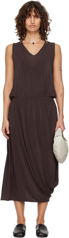 Photo: LEMAIRE Brown Double Layer Drape Midi Dress