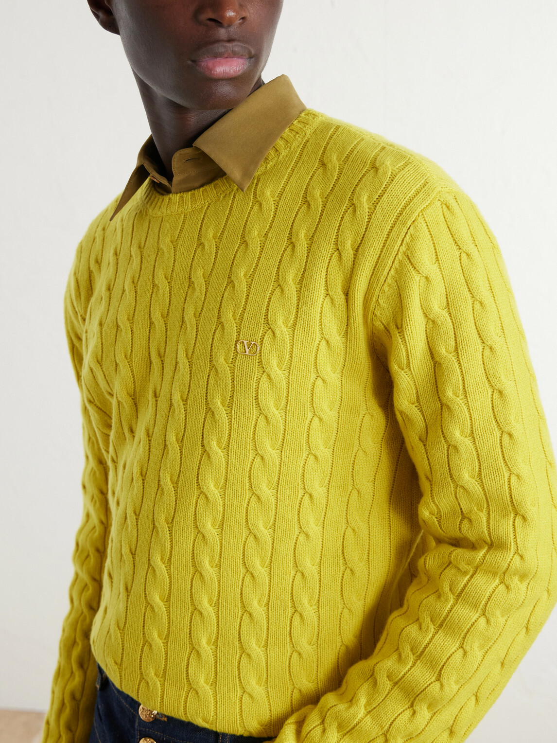 Valentino Garavani - VLogo-Embellished Cashmere Sweater - Yellow