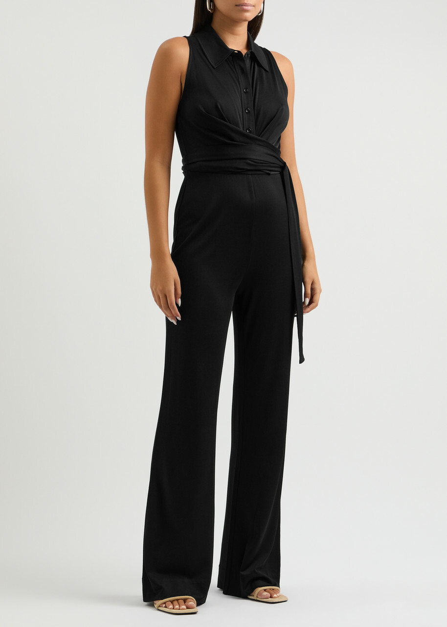 Diane Von Furstenberg Kellie Wide-leg Jersey Jumpsuit Black