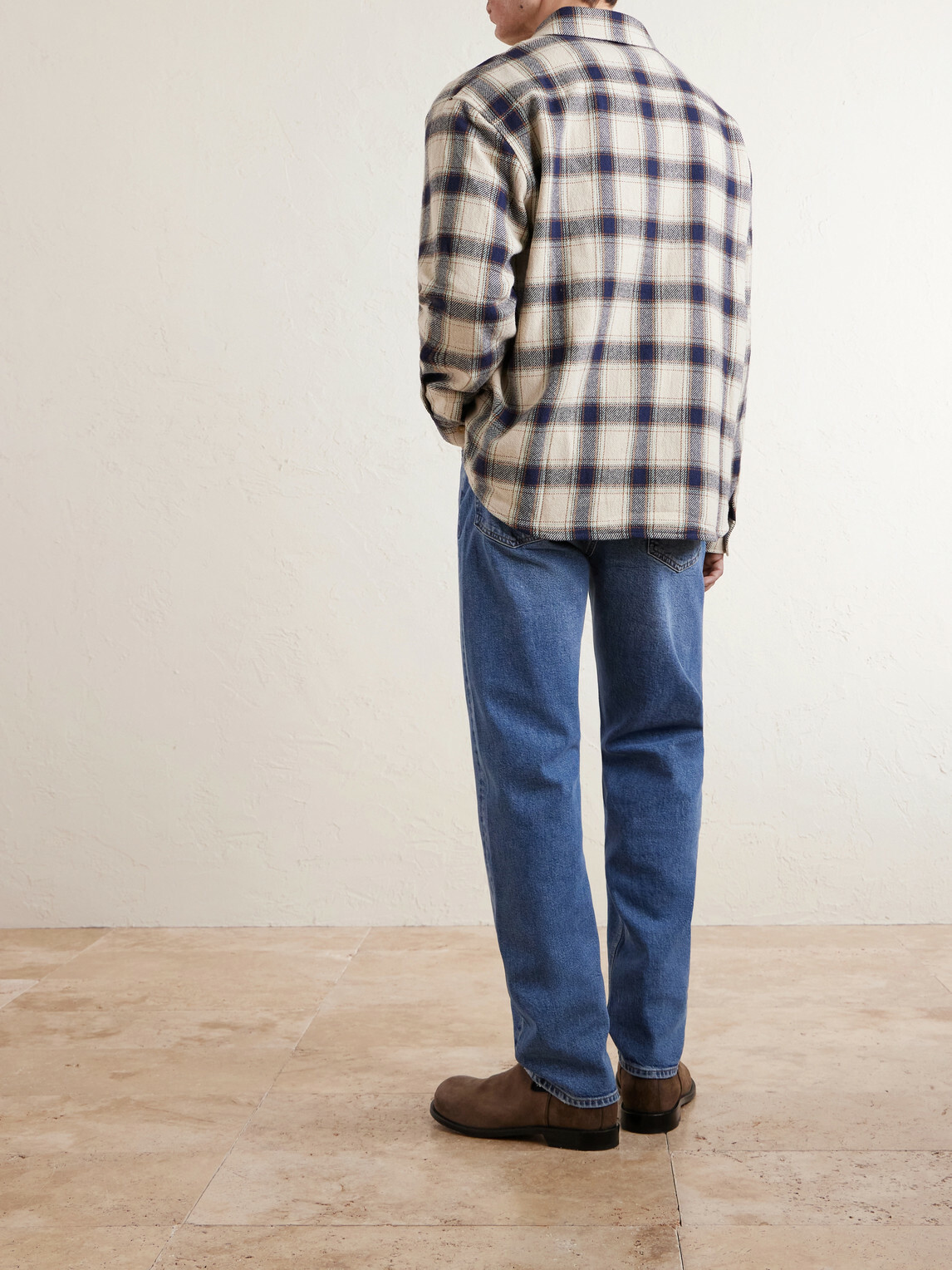 FRAME - Checked Cotton-Blend Flannel Overshirt - Neutrals