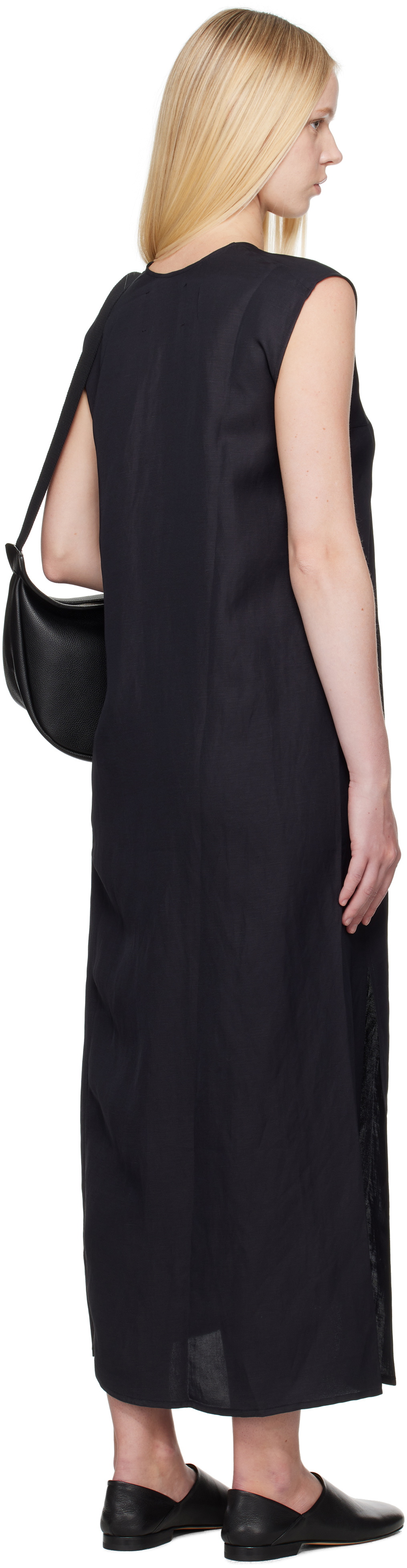 Studio Nicholson Navy Lise Linen Midi Dress