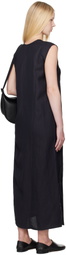 Studio Nicholson Navy Lise Linen Midi Dress