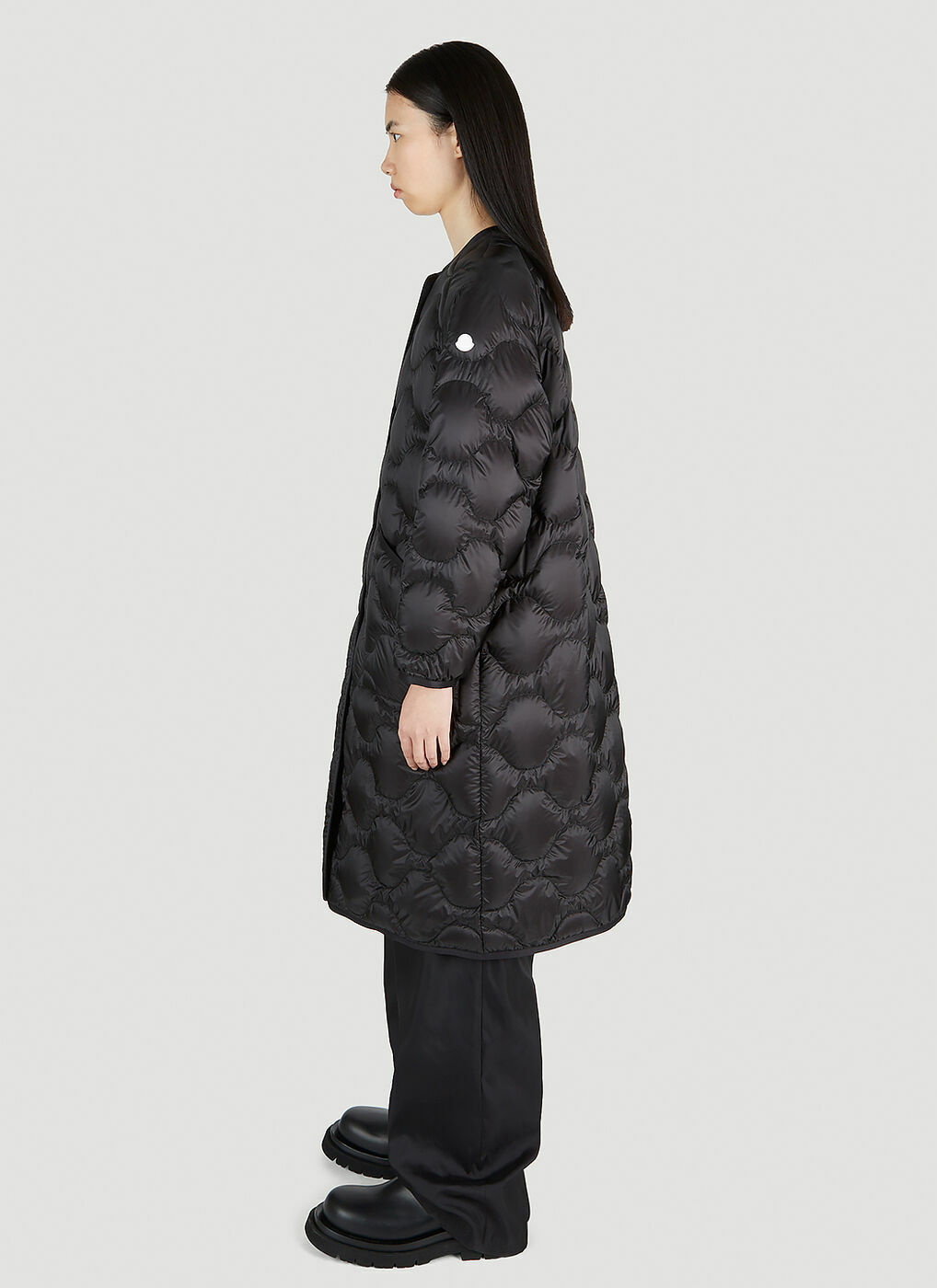 4 Moncler Hyke - Nadelhornis Long Coat in Black