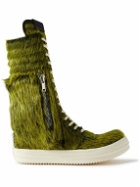 Rick Owens - Geobasket Calf Hair and Leather High-Top Sneakers - Green