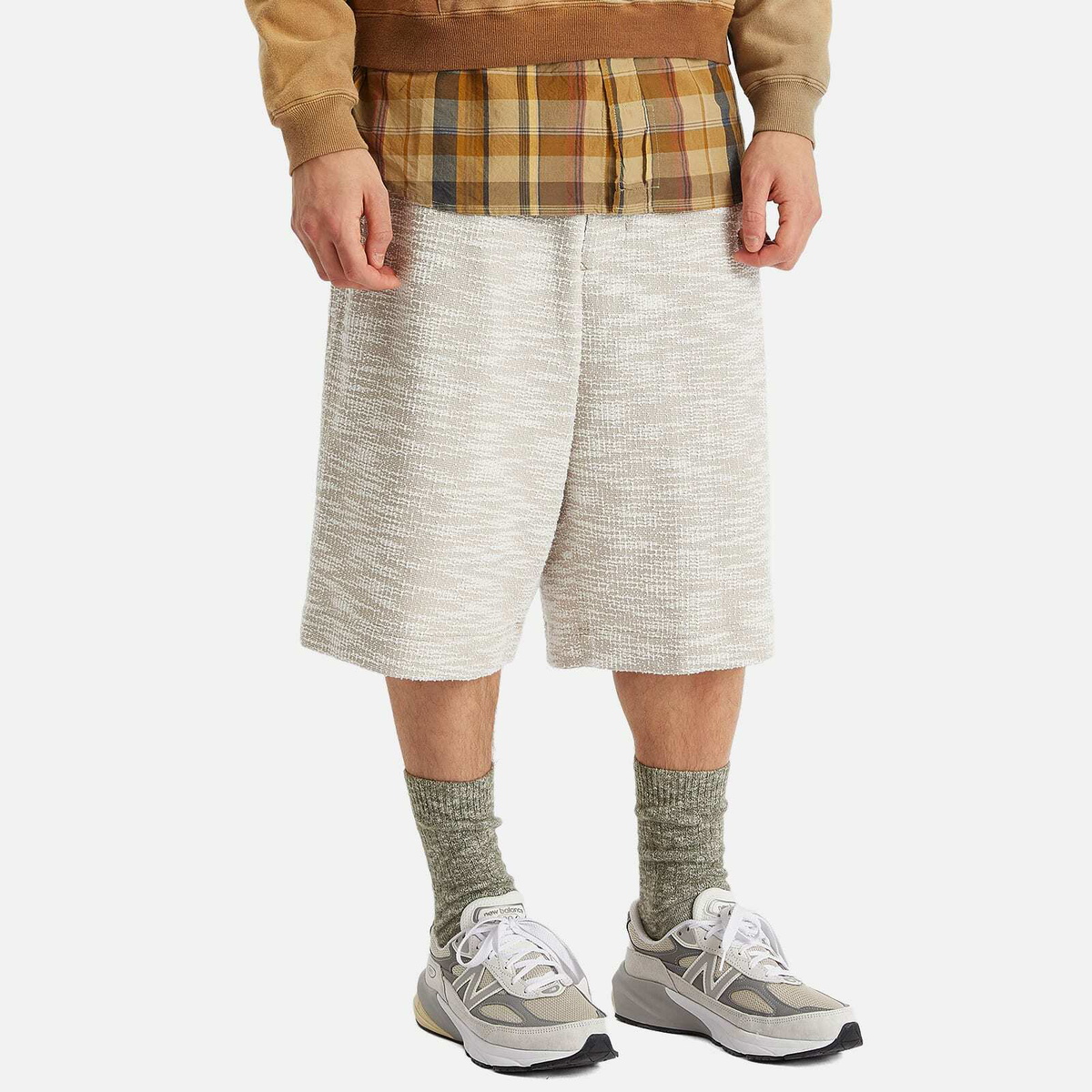 Merely Made Men's Jacquard Wide Shorts in Beige
