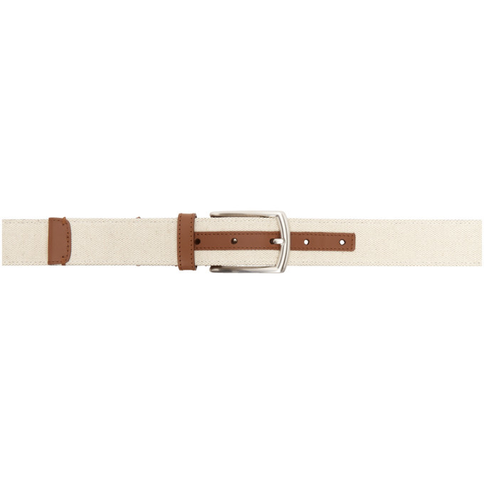 Ermenegildo Zegna Off-White and Tan Cotton Belt Ermenegildo  display picture 1