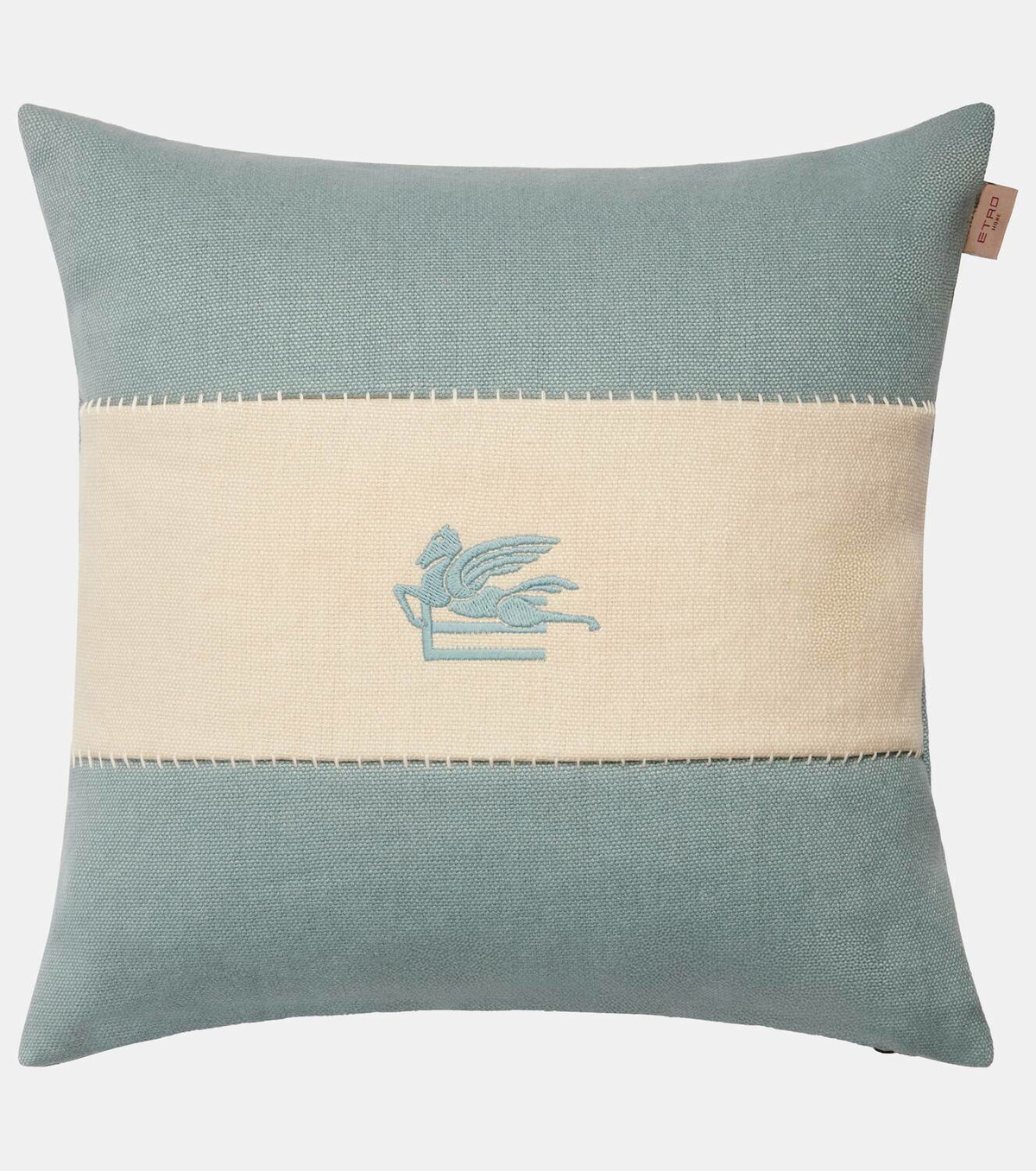 Etro Pegaso embroidered linen cushion