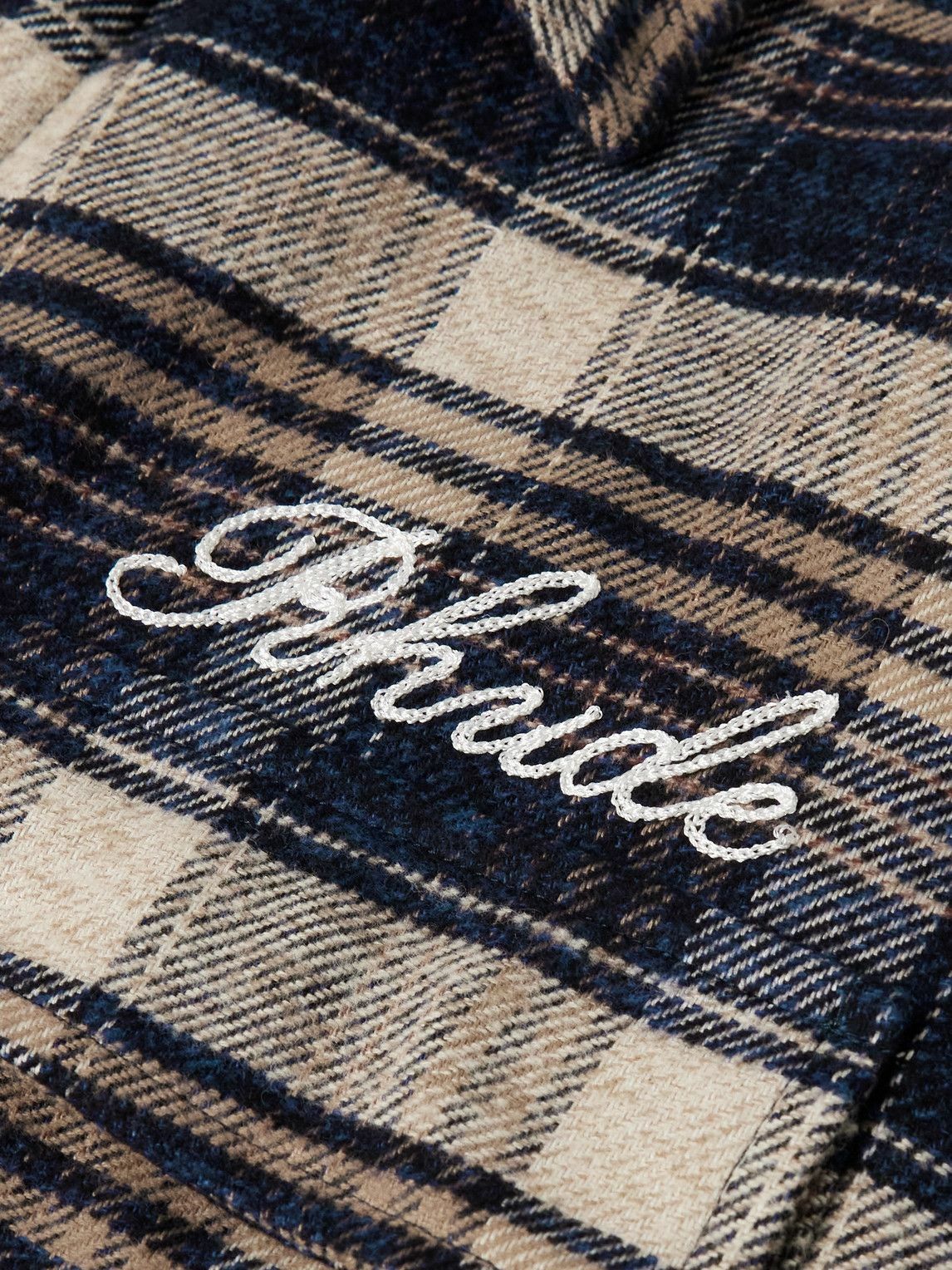 Rhude - Logo-Embroidered Checked Cotton-Flannel Shirt - Blue