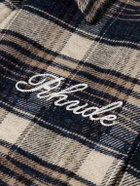 Rhude - Logo-Embroidered Checked Cotton-Flannel Shirt - Blue