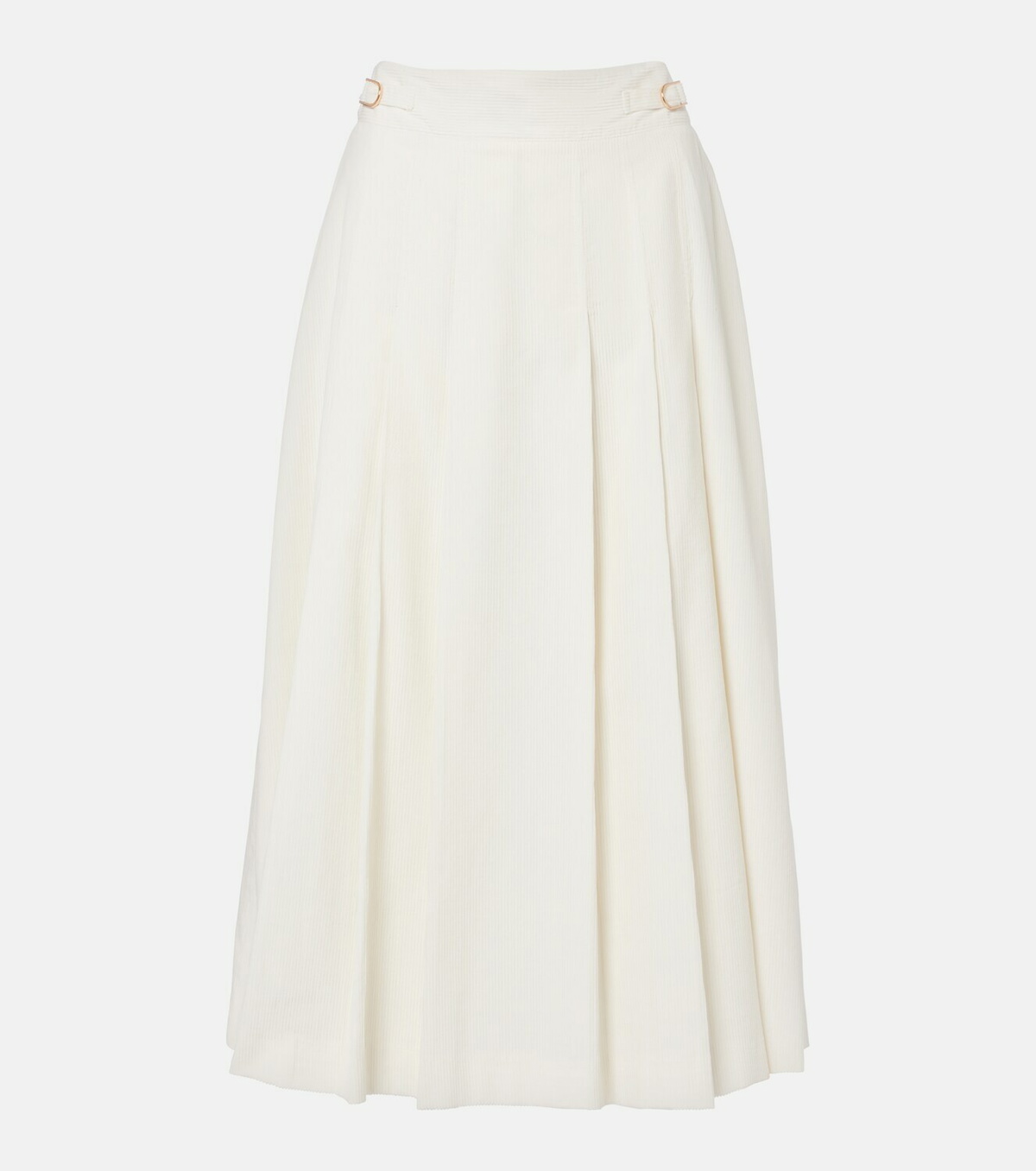Gabriela Hearst Wesley pleated cotton corduroy midi skirt