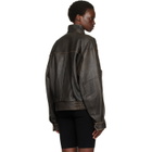 COOR Brown Vintage Shelter Neck Collar Leather Jacket