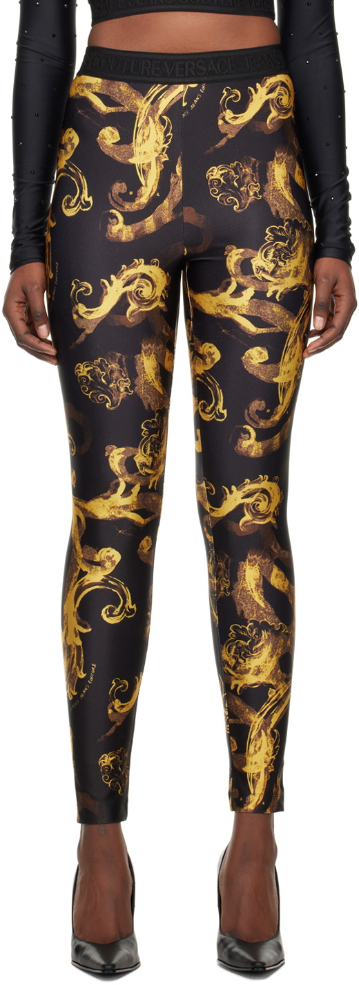 Versace Jeans Couture Black Watercolor Couture Leggings Versace