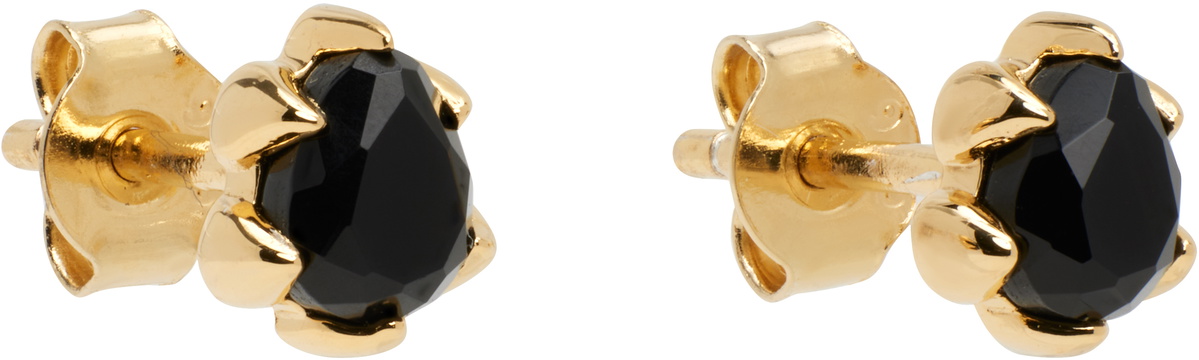 Stolen Girlfriends Club Gold Micro Onyx Stud Earrings