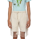 Loewe Beige and White Paulas Ibiza Edition Striped Shorts