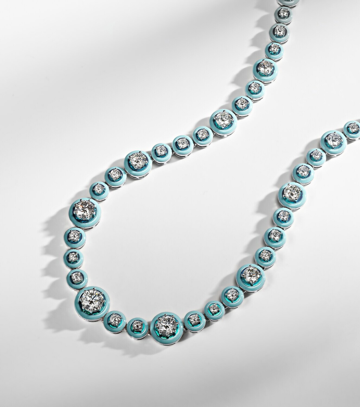 Kamyen Polka Dots 18kt white gold and enamel necklace with diamonds
