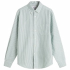 Portuguese Flannel Men's Belavista Stripe Button Down Oxford Shirt in White/Blue