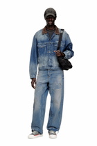 Diesel Denim trucker jacket with contrast leather trims - Denim Jackets - Unisex - Blue
