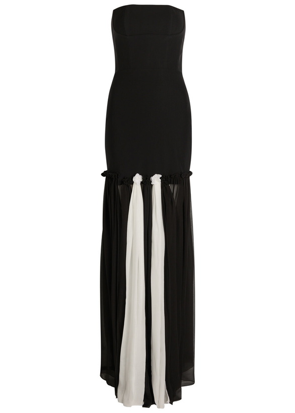 Photo: Nensi Dojaka Colour-blocked Stretch-crepe Maxi Dress Black And White
