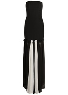 Nensi Dojaka Colour-blocked Stretch-crepe Maxi Dress Black And White