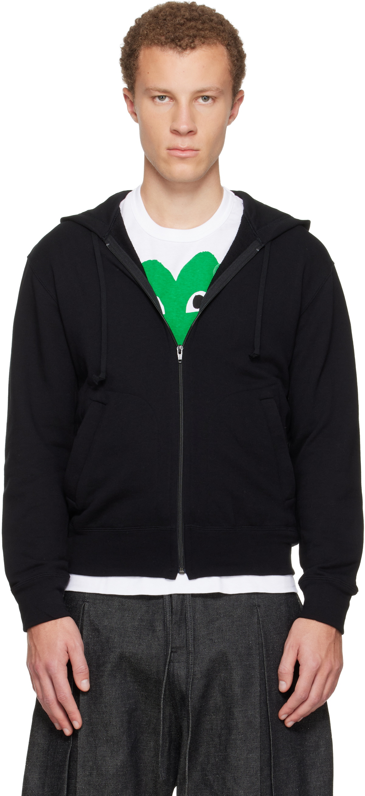 COMME des GARÇONS PLAY Black Zip Reverse Heart Hoodie