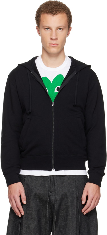 Photo: COMME des GARÇONS PLAY Black Zip Reverse Heart Hoodie
