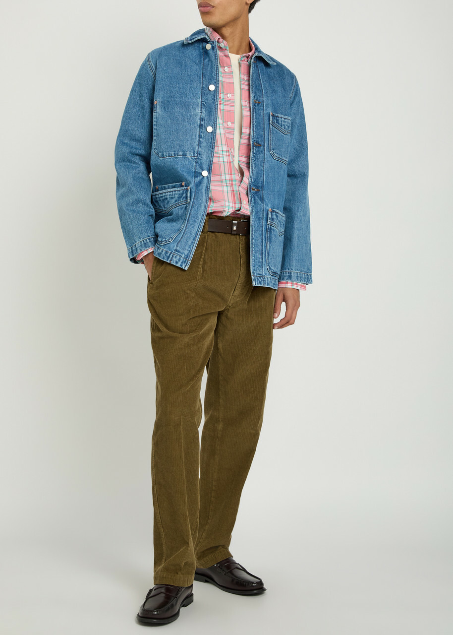 Drake's Tapered-leg Corduroy Trousers Khaki