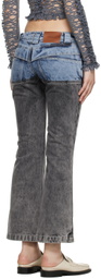 BARRAGÁN SSENSE Exclusive Blue & Black Cruz Flare Leg Jeans