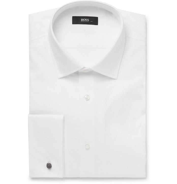 Photo: Hugo Boss - White Jacques Slim-Fit Double-Cuff Textured-Cotton Shirt - White