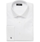 Hugo Boss - White Jacques Slim-Fit Double-Cuff Textured-Cotton Shirt - White