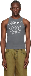 GANNI Gray Sun Tank Top